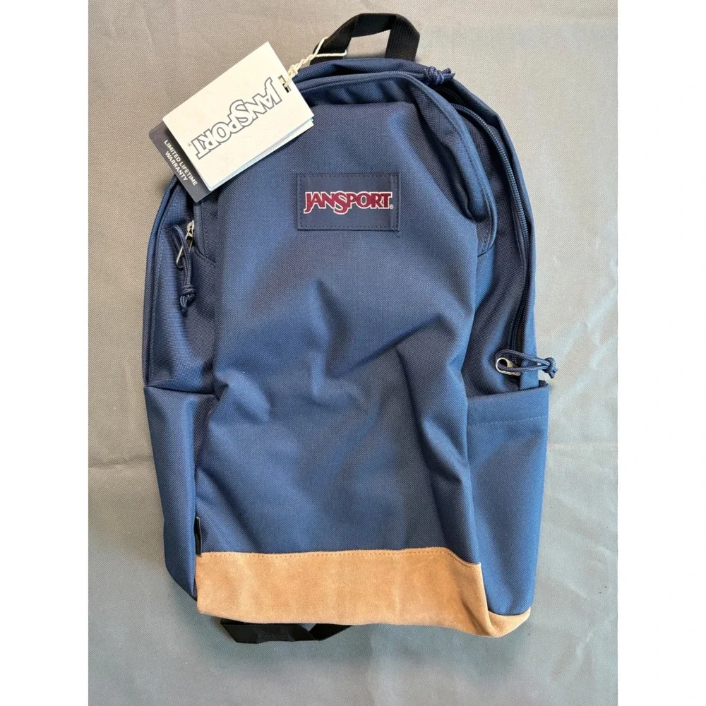 JanSport Right Pack Sleek Backpack Navy Blue Suede Bottom JS0A897X003 NWT 19L